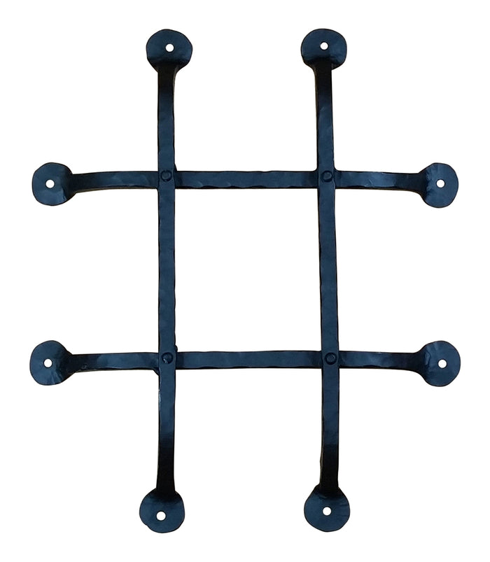 Premium Flat Tipped Speakeasy Grille  - Size: 12" x 14"  4 Bars, Black Powder Coat finish - Wild West Hardware