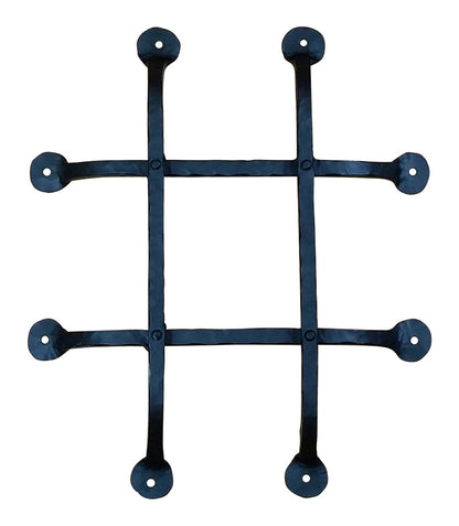 Premium Flat Tipped Speakeasy Grille  - Size: 12" x 14"  4 Bars, Black Powder Coat finish - Wild West Hardware