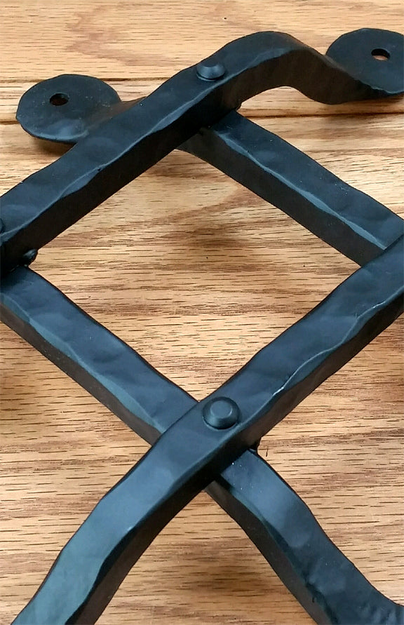 Premium Flat Tipped Speakeasy Grille  - Size: 12" x 14"  4 Bars, Black Powder Coat finish - Wild West Hardware
