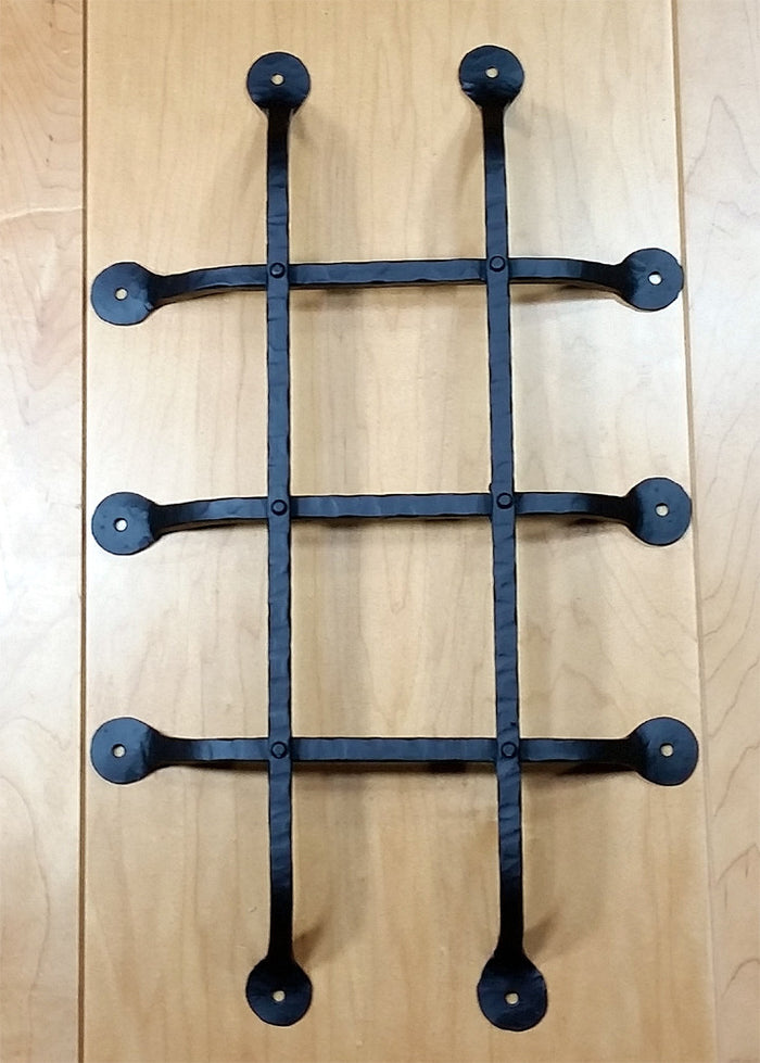 Premium Flat Tipped Speakeasy Grille  - Size: 12" x 20"  5 Bars, Black Powder Coat finish - Wild West Hardware