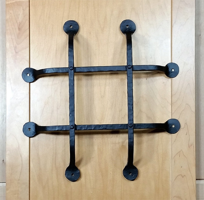 Premium Flat Tipped Speakeasy Grille  - Size: 14" x 14"  4 Bars, Black Powder Coat finish - Wild West Hardware