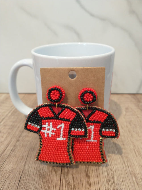 Red and Black #1 Fan Jersey Earrings