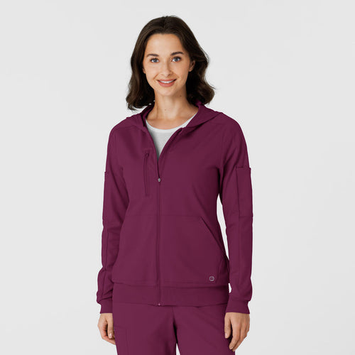 RENEW Knit Women’s Zip Scrub Hoodie Wine
