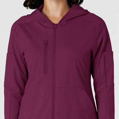 RENEW Knit Women’s Zip Hoodie Wine front detail