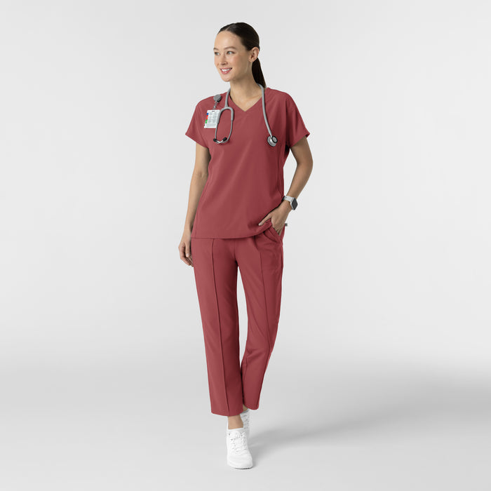 RENEW Women's V-Neck Tunic Scrub Top Ruby full scrub set