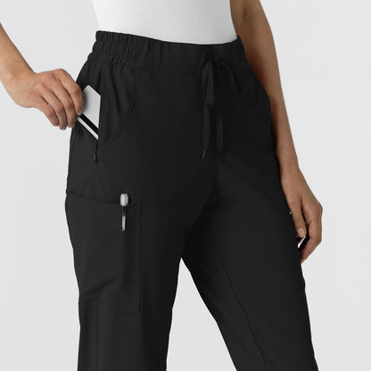 RENEW Women's Jogger Scrub Pant Black side detail 1