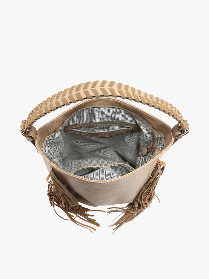 Sav Distressed Hobo Bag w/ Fringe Detail