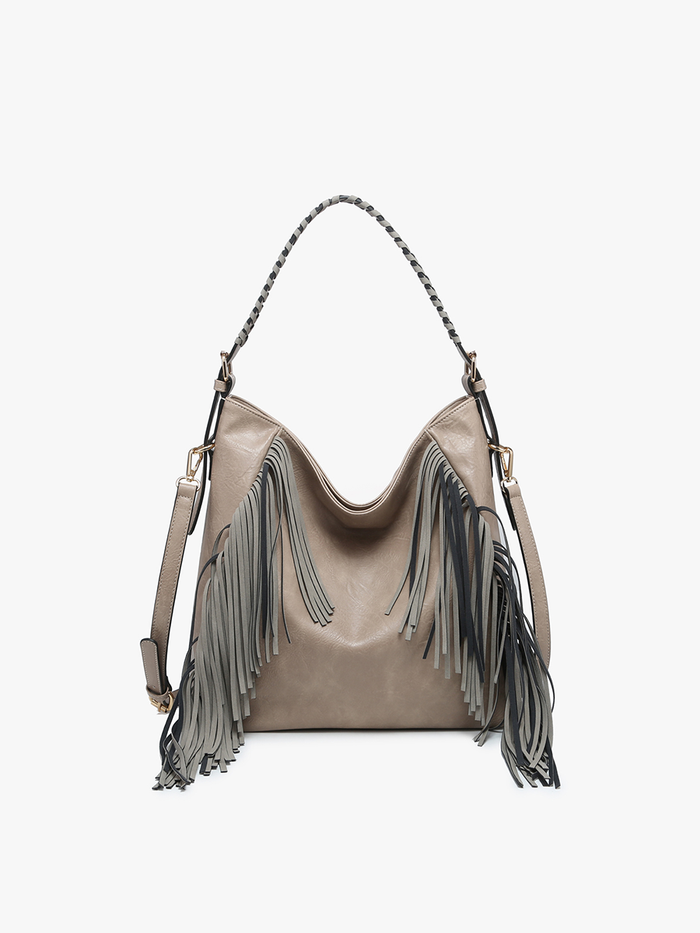 Sav Distressed Hobo Bag w/ Fringe Detail