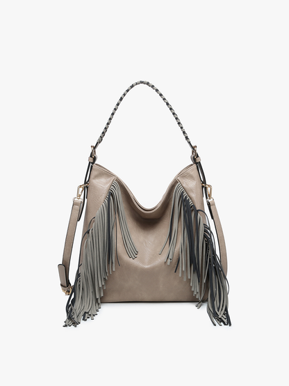 Sav Distressed Hobo Bag w/ Fringe Detail