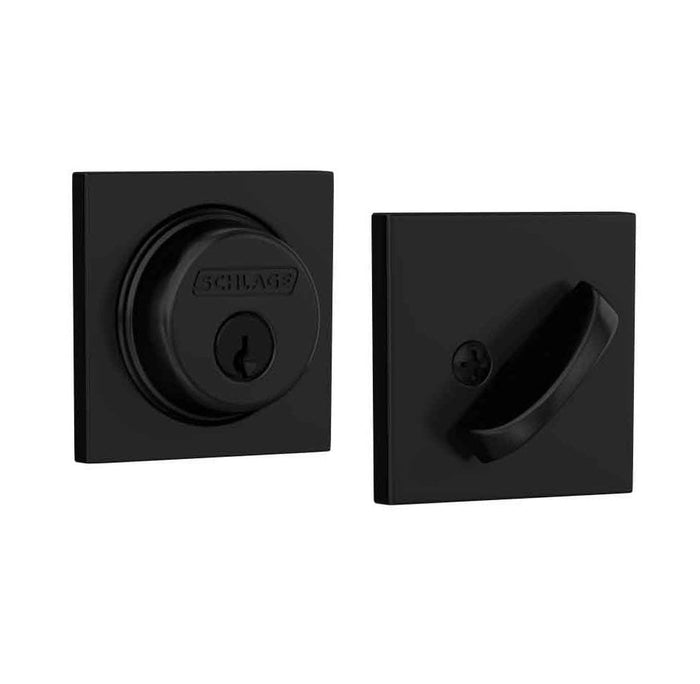 Schlage Residential Deadbolt - Single Cylinder - Collins Trim - Matte Black Finish - Sold Individually