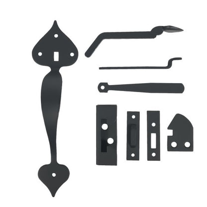 Smooth Heart Thumb Latch Set - Matte Black Finish - Sold as Set