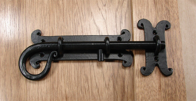 Spanish Style Slide Bolt  - Black Powder Coat finish - Wild West Hardware