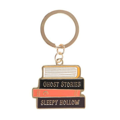 The Haunted Library Book Stack Gothic Halloween Keyring