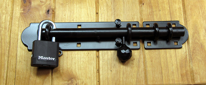 The "LOCKDOWN" Heavy Duty  Slide Bolt - double eyelet - without lock - Wild West Hardware