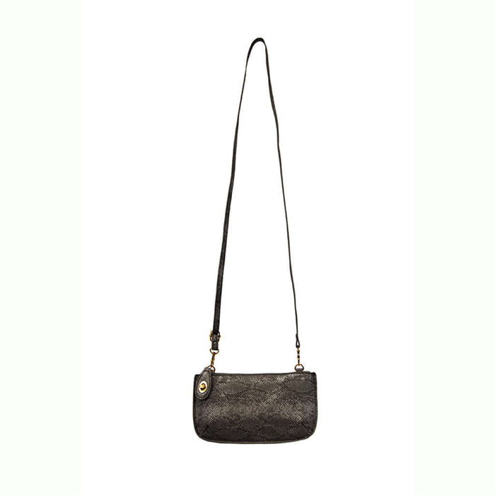 Vegan Clutch Bag -Python Cross Body Wristlet - Black