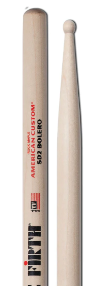 Vic Firth American Custom SD2 Bolero (Pair) Drum Sticks Wood Tip