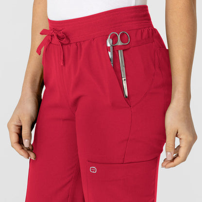 W123 Women's Flex-n-Reach Track Scrub Pant Red side detail 1