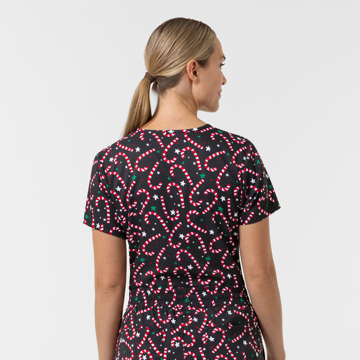 Women's 1-Pocket Tuck-in Print Scrub Top - Christmas Scrubs back